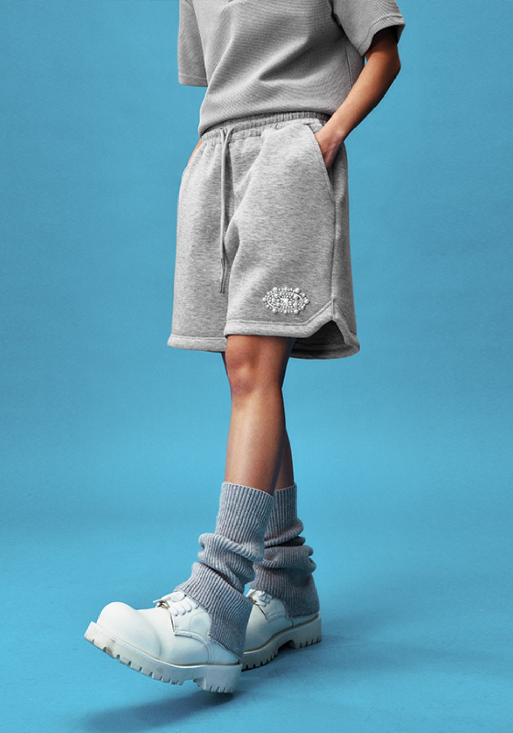 YADcrew丨YADcrew Pearl Logo Shorts-Gray - PSYLOS 1, YADcrew丨YADcrew Pearl Logo Shorts-Gray, Shorts, YADcrew, PSYLOS 1